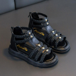 Suvine uus mood avatud varbaga Printsessikingad Pehme tallaga lastejalatsid Rooma kingad T&uuml;drukute sandaalid 26 must