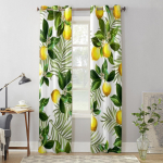 K&auml;sitsi joonistatud sidruniga aknakardinad elutuppa, magamistuppa, luksuslikud, moodsad k&ouml;&ouml;gikardinad, kangast kardinad 135W x 60H(cm) x1