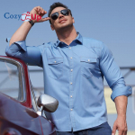 Cozy Up meeste pikkade varrukatega n&ouml;&ouml;pidega vabaaja teksas&auml;rk Fat Plus Size M sinine