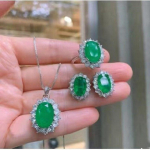 Peen ovaalne smaragdist kalliskivist s&otilde;rmus k&otilde;rvar&otilde;nga kaelakee pulmade naiste ehete komplekt Moodne pruutkingitus 45cm h&otilde;be