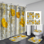 4 tk Flower Series du&scaron;ikardinate komplektid vannitoa jaoks libisemiskindlad vannitoavaibad kaas WC kate vannimatt 4Pcs