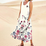 Naiste moodne vabaaja &uuml;hev&auml;rviline varrukateta puuvillane linane taskukleit XL punane