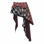 Vintage Mood Grunge Ruuduline A-l&otilde;ikeline Seelik Suvi Naistele High Street Seksikas Kitsas Miniseelik As&uuml;mmeetriline Y2k Streetwear R&otilde;ivad Uus M punane