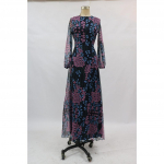 Naised Elegantne O kaelus Seljata lilled Lilleprintidega pikkade varrukatega Pruudi Maxi Pikk Kleit Host Pulma Pruut Pruutneitsi peokleidid L tumesinine