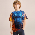 2024. aasta suvi Hundipea 4&ndash;14-aastased lapsed, lapsed lahedad poisid, armsad t&uuml;drukud, kerged ja hingavad 3D-printidega T-s&auml;rgi topid 100CM