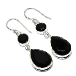Black Spinel Gemstone Handmade 925 Sterling Silver Jewelry Earring 2.17 k3b04