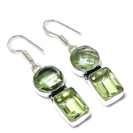Green Amethyst Gemstone Handmade 925 Sterling Silver Jewelry Earring 1.97 c6d92