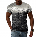 Vihmapiiska loomingulise mustriga meeste 3D-prindiga T-s&auml;rk, mood, vabaaja isiksus, looduskaunis maastik, suure kaelusega l&uuml;hikeste varrukatega topp XL