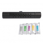 6 tk / komplekt metallist p&ouml;&ouml;rleva otsaga auto aroomiteraapia klamber koos 5 silindrilise eeterliku &otilde;li t&auml;itepulgaga, kompaktse suurusega mugav l&otilde;hnaaine automaatne &otilde;hutusventiil must