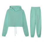 2 tk/komplekt Naiste topp ja p&uuml;ksid Kapuutsiga pikkade varrukatega n&ouml;&ouml;riga all&auml;&auml;riga pusa Venivad k&otilde;rge v&ouml;&ouml;kohaga kummipaeltega pahkluude juurest p&uuml;ksid Spordi- ja treeningkost&uuml;&uuml;m S must