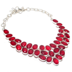 Natural Mozambique Garnet Gemstone 925 Sterling Silver Jewelry Necklace 18 m4l04