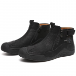 K&auml;sitsi valmistatud l&otilde;hestatud nahast saapad Meeste jalan&otilde;ud Mugavad poolsaapad meestele vabaajajalatsid Suure suurusega t&ouml;&ouml;riistakingad 46 must