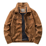 Meeste Vintage Pruun Piloodi Kunstnahast Jakk Kevad S&uuml;gis Cargo Jakk Kerge Allakeeratava Kraega Vabaaja Jakk XS khaki