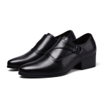 100% ehtsast nahast meeste pikkust suurendavad kingad 6 cm Moebr&auml;nd Meeste jalatsid Puhas must 39 black