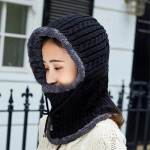Women Fashion Warm Winter Knitted Hat Scarf Women Warm Mask Thick Girl Female Caps Fashion Accessories