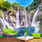 Tapeet 3D Seinamaal Maastik Juga Puidust Sild Maastiku Taustasein Dekoratiivne Maal 3D Tapeet 200 cm(W) x 140 cm(H)