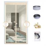 T&ouml;&ouml;riistavaba magnetiline s&auml;&auml;sev&otilde;rk suvine k&auml;rbsevastane uksekardinad v&otilde;rgusilma automaatselt sulguv ukseekraan pehme v&otilde;rguga k&ouml;&ouml;giekraan W80 x H200cm beež