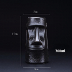 India Idol Totem TIKI Kruus Retro Hawaii Baar Keraamika Joogitass Kokteil klaaskivist Kuju Rand Segamisvein Smuuti konteiner Black Stetu Mug 700ml