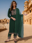Naiste India Disainer Kurti Salwar &Uuml;likond Bollywood T-s&auml;rk Tuunika Kurta P&uuml;ksid Dupatta Komplekt Kleit S roheline