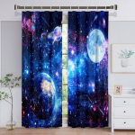 Odav 3D-prindiruum Universumi t&auml;he &ouml;&ouml;taevas poiss, 2 t&uuml;kki varjutav aknakardin elutoa magamistoa sisekujunduseks kodukonks 100W160H(CM)40x63in&Grommet Top