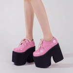 &Uuml;lik&otilde;rge kontsaga 13 cm veekindlad platvormkingad naistele 2024. aasta seksikas lakknahast Lolita paksu p&otilde;hjaga t&otilde;stev naiste kingad. 34 roosa