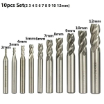 10 tk HSS Frees 2/3/4/5/6/7/8/9/10/12mm HSS Otsafrees Puidule Metallile CNC Masinale Freesimist&ouml;&ouml;riist L&otilde;ikur Ruuteriotsik 10pcs set 2-12mm