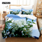 Gardenia voodipesukomplekt, tekikottide komplekt, 3D-voodipesu, digitaaltr&uuml;kiga voodipesu, kuninganna suuruses voodipesukomplekt, moedisain EU Double(200x200cm)