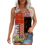 Naiste maika Suvised riided Varrukateta tr&uuml;kiga pluusid Vabaaja lahtised s&auml;rgid Scoop-kaelus Plisseeritud esiosa L sinine