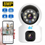 4G SIM IP-kaamera Traadita Kahe objektiiviga &Ouml;&ouml;n&auml;gemine Siseruumide Beebimonitor Inimese tuvastus Kahesuunaline Video Camara CCTV Turvakaitse 4MP Cam No Card