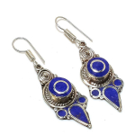 Natural Lapis Lazuli Gemstone Handmade Jewelry Earring 2.40 n4o55