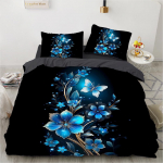 Kodu V&auml;rviline Roosi Voodikate 3D Prinditud Muster 3tk &Uuml;he Kahekohaline Queen Tekikott Padjap&uuml;&uuml;r Voodipesu Komplekt DE 135x200cm