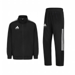 Adidas triibulise logoga p&uuml;stkraega pikkade varrukatega jakk ja keskmise v&ouml;&ouml;kohaga elastikp&uuml;ksid Vabaaja spordidress Unisex &uuml;likond Must TR90JT-BW+TR90PT-BW S
