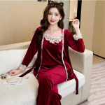 Pidžaama Naiste Riided Talv Samet Pidžaamakomplekt Pits Seksikas &Ouml;&ouml;riie PJs Daamide Pikkade Varrukatega S&auml;rgid+P&uuml;ksid Pijama Veluur Vabaajar&otilde;ivad 2XL