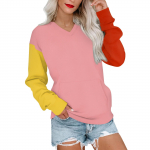 Naiste vabaajamoe &otilde;mblusega v&auml;rviline V-kaelusega pikkade varrukatega dressipluus taskutega kerge pullover M