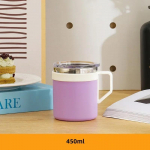 450/550 ml kohvitassi reisitass k&auml;epidemega kaanega Kahekihiline vaakumisolatsiooniga tass roostevabast terasest vooderdis Mini kontori veetass 450-550ML