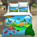 3D m&auml;ngukarikatuur Stumble-guys Voodipesukomplekt Peen vooditarvete komplekt Tekikott Tekikomplekt Voodi EU Single 135x200cm