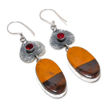 Tiger Eye, Garnet Handmade 925 Sterling Silver Gift Earring 2.80 n6i49