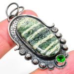 Banded Green Opal, Diopside 925 Sterling Silver Gift Pendant 2.40 q7i27