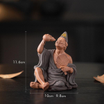 Joobes Jigongi Buddha Kaunistused, Keraamiline Kuju, Draakoni Alistav Arhat Zen, Kodu, Riiul, Lauapealne Kaunistus helehall v&auml;rv
