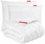 2 Poduszki + kołdra zestaw całoroczna biała mikrofibra 140x200 cm valge