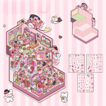 Multikad Miniatuursed stseenid 3D-kleebised Retro isetegemise PET-maastiku kleebised Dekompressiooniga Korea kirjatarbed Scrapbooking-plakatid