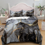 Marmorist Voodipesukomplekt King/Queen Suurus, Hall Kuldne Marmorist Tekikott Meestele T&auml;iskasvanutele Moodne Abstraktne Kunst Tie Dye Gooti Pehme Tekikate 200x230cm 3pcs