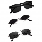 Sheomy Unisex Combo pakkumine 3 tooni prillidega ruudukujulised p&auml;ikeseprillid ristk&uuml;lik retro vintage kitsad naised::Mehed, F8-P6GN-9P8Q