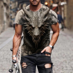 Dragon Muay Thai T-s&auml;rk Kick Boxing 3D-tr&uuml;kk Vintage Treening UV-kaitse Kiiresti kuivav Meeste Naiste Unisex L&uuml;hikeste varrukatega &Uuml;mmarguse kaelusega MMA Segav&otilde;itluskunst XS