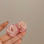 Prantsuse roosad &scaron;ifoonist lillek&otilde;rvar&otilde;ngad - Romantilised, trendikad ja retro puhkuse stiilis naistele Chiffon Flower Earrings