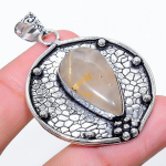 Golden Rutile Handmade 925 Sterling Silver Jewelry Pendant 1.97 t0z56