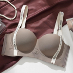 Push-up rinnahoidja v&auml;ikestele rindadele Langemisvastane &otilde;mblusteta terasest r&otilde;ngasta rinnahoidja Ilus seljarinnahoidja &Otilde;mblusteta &otilde;larihm Letter rinnahoidja koguv pehme tugirinnahoidja 34 pruun