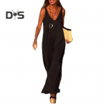 Naiste suvine varrukateta Cami kleit vabaaja V-kaelusega l&otilde;henenud maksikleit lahtine rannakleit reisipuhkuse riietus M sinine