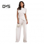 Naiste Mood Kaheosaline R&otilde;ivakomplekt Avatud &Otilde;laga Ebakorrap&auml;rane Top Laiade S&auml;&auml;rtega P&uuml;ksid Vabaaja Lahtine &Uuml;likond Hingav Kortsudevaba Kontorir&otilde;ivaste &Uuml;likonna Komplekt Erinevate jaoks S khaki