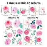 6 lehe kleebised t&uuml;drukute magamistuppa, lilledega seinanurga dekoor, lillelised seinakleebised, beebit&uuml;druku lasteaia magamistoa klassiruumi seinadekoor mitmev&auml;rviline